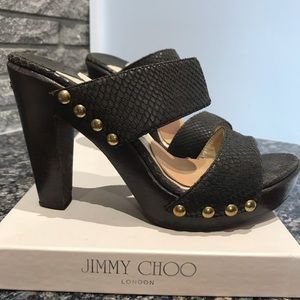 Jimmy Choo Brown Suede Clog Slide with Studs